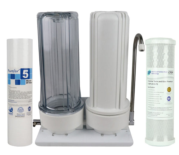 0.5 Micron Twin Bench Top Water Filter with Premium Coconut Carbon Cartridge (1-57SF) - Water Filter Direct Australia