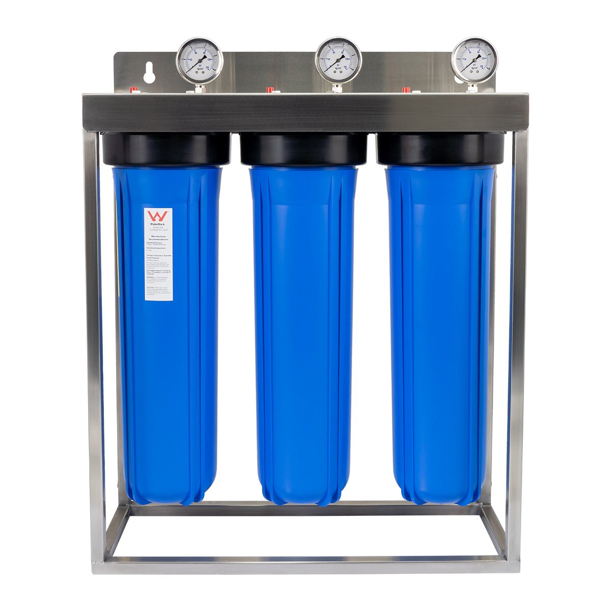 High Performance | Triple Whole House Water Filter System with Stainless Steel Enclosure (HPF-3) - Water Filter Direct Australia