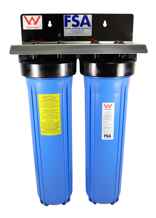 WaterMark Certified Twin Whole House Water Filter System 20" x 4.5" Big Blue - Water Filter Direct Australia