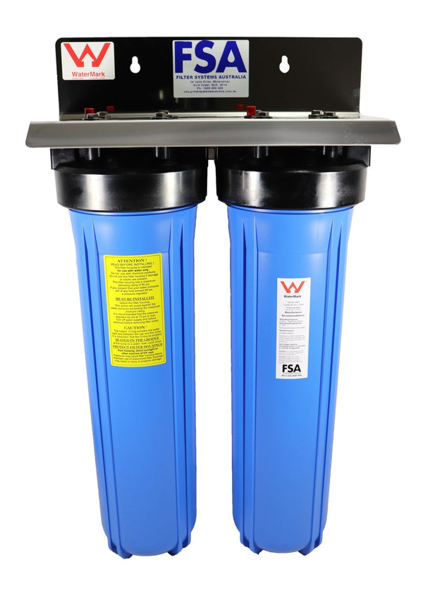 WaterMark Certified Twin Whole House Water Filter System 20 x 4.5 Big Blue - Water Filter Direct Australia