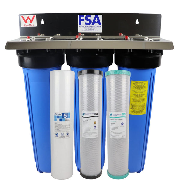Whole House Big Blue High Flow Triple 20 Water Filter System - Water Filter Direct Australia